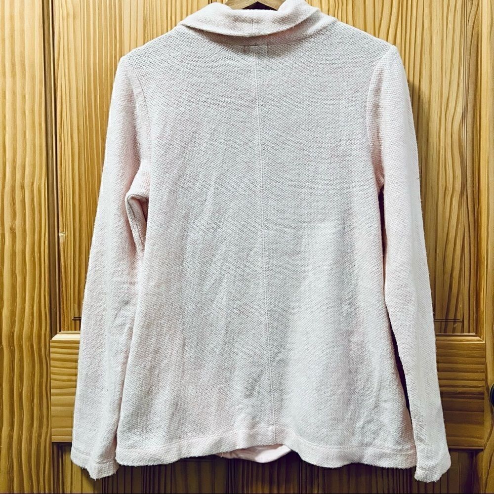 J Crew pink white textured cowl neck pullover sweater top shirt with pockets S - Picture 4 of 7
